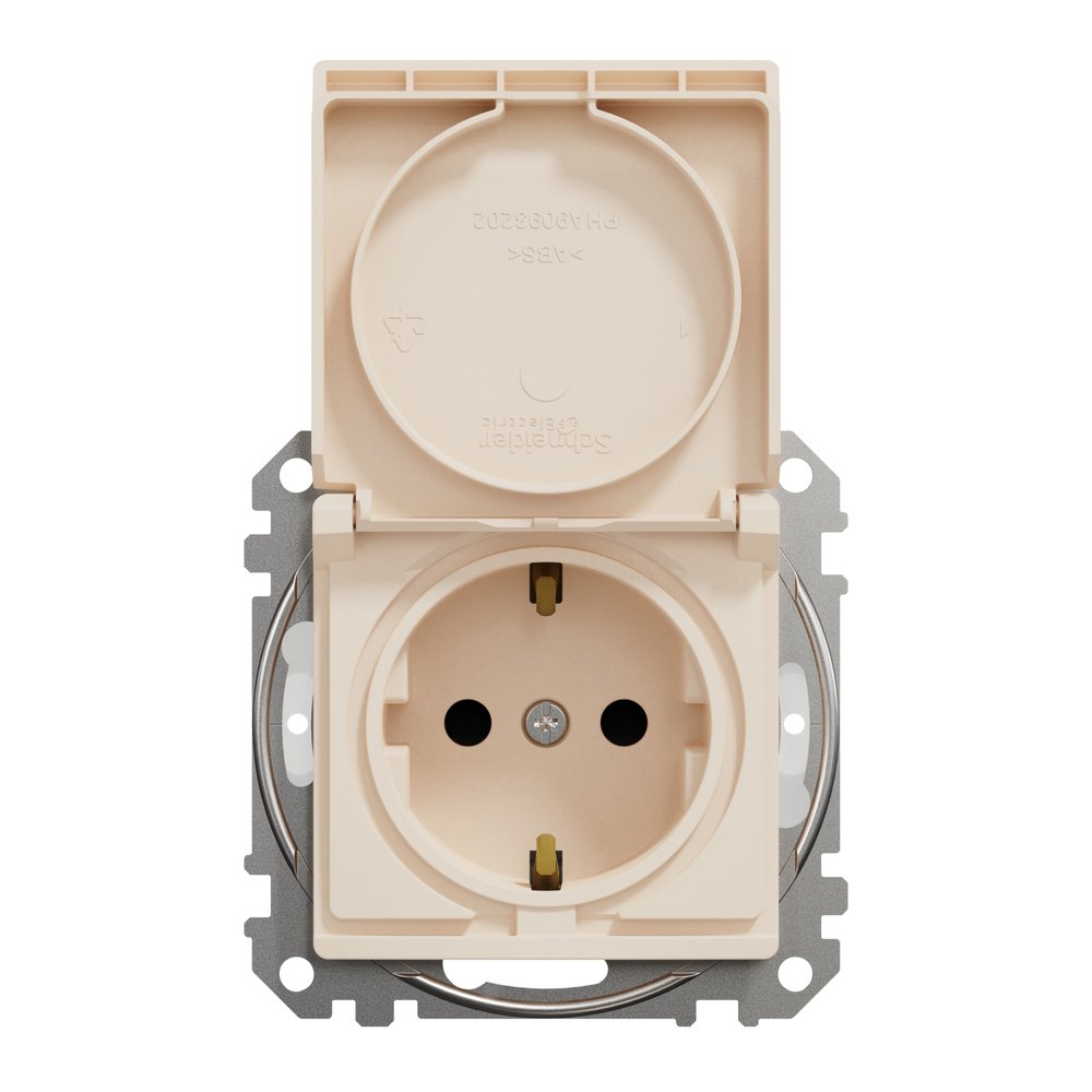 Розетка Schneider Sedna Design бежева 1-на з заземленням з шторками з кришкою IP44 ( SDD212024 )